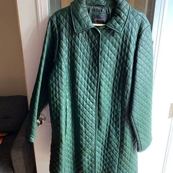 BNWT NEW Green lamb leather car-coat size 1X - Picture 6 of 7